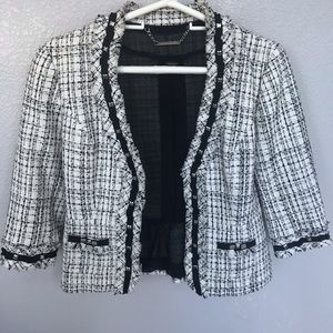 White and Black Tweed Jacket w/ Silver Stud Detail